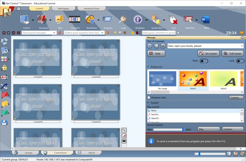 Net Control 2 Classroom - Send Message panel